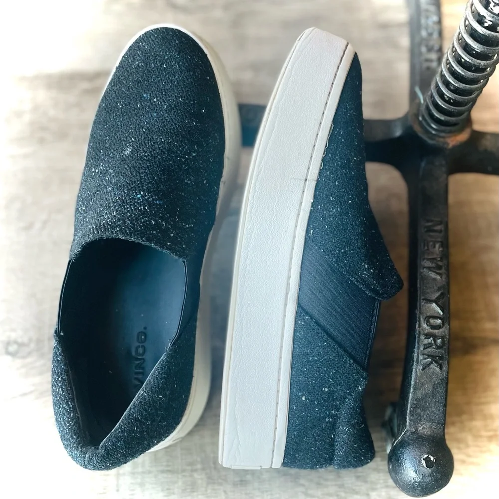 VINCE | 8.5 | Warren Navy Tweed Knit Speckle Spice Girl Thick Platform Sneakers